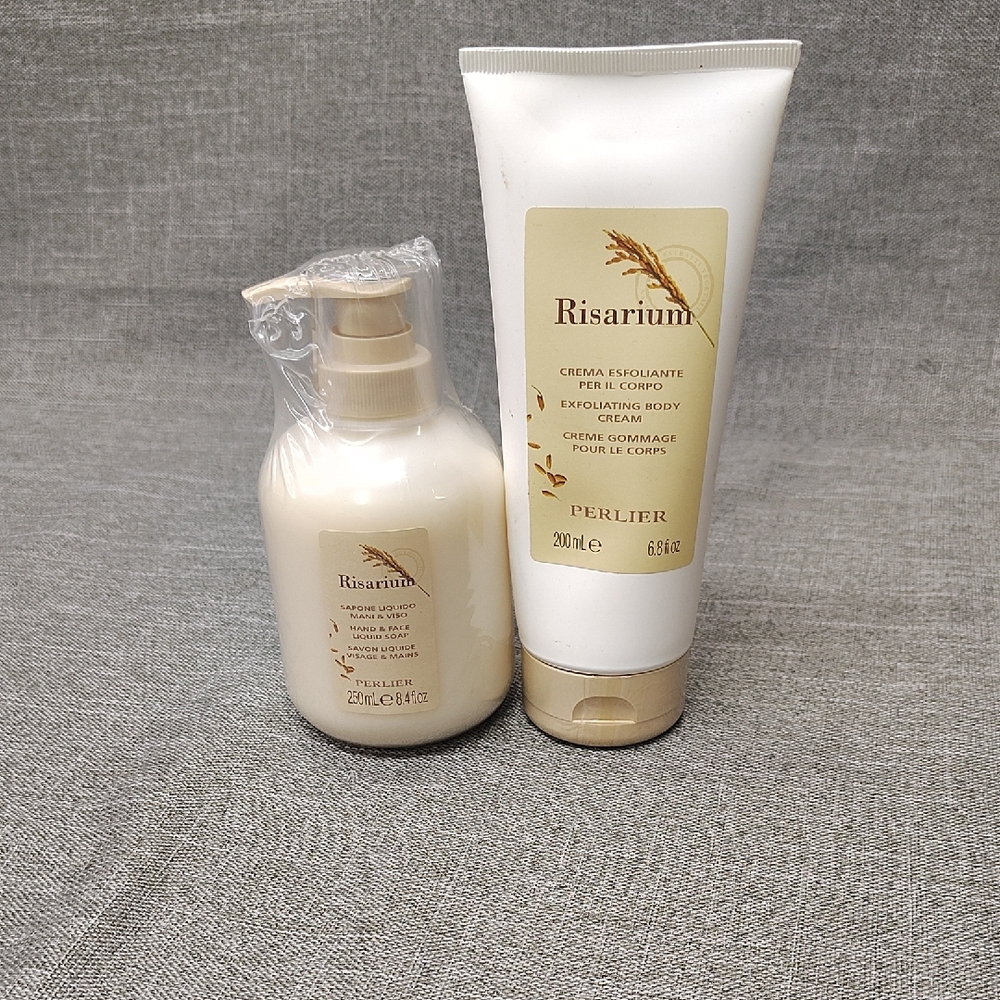 New Perlier Risarium Duo Hand & Face Liquid Soap and Exfoliating Body Cream